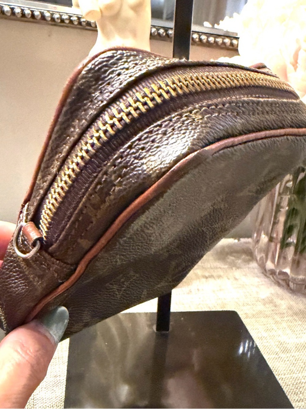 Louis Vuitton Brown Monogram Mini Danube Crossbody Pouch with Tan Trim - Picture 11 of 15